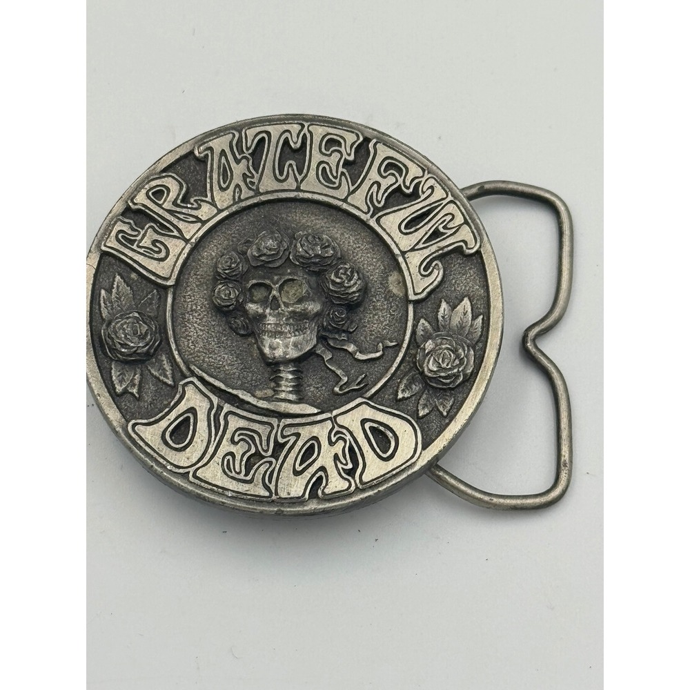 Vintage 1978 Grateful Dead Kelly Mouse Bertha Skull Roses Belt Buckle USA L-200